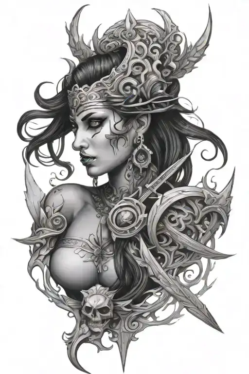 nemesis goddess of revenge tattoo design idea