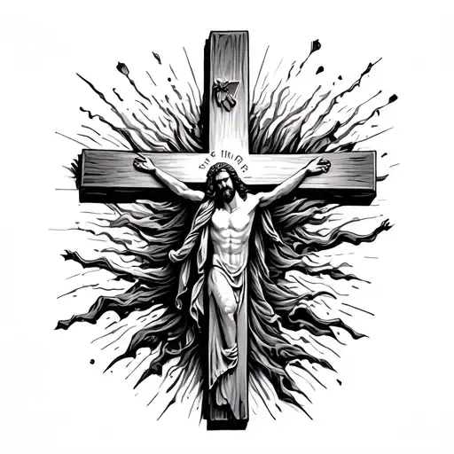 "Jesus the path" Christian Cross tattoo design idea