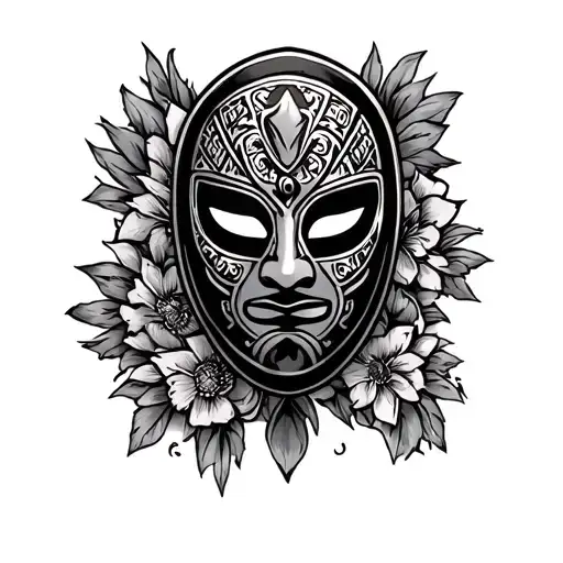 luchador mask surrounded by Mexican tattoo design idea