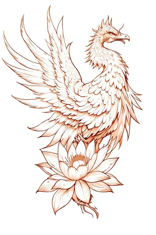 Phoenix rising from lotus flower tattoo design idea