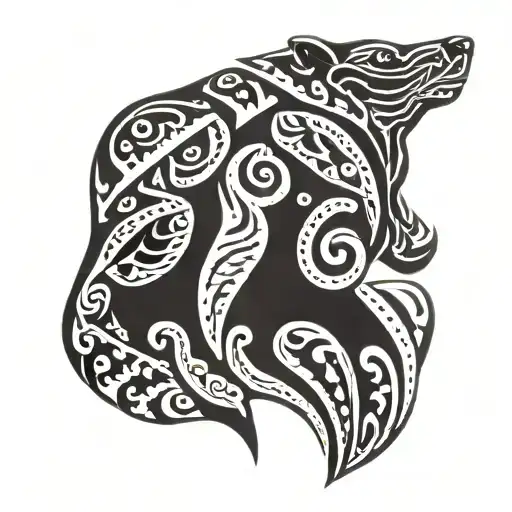 Nordic pattern tattoo with a bear head tattoo design idea