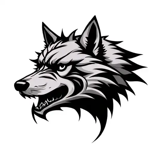 ravenous wolf head tribal tattoo tattoo design idea