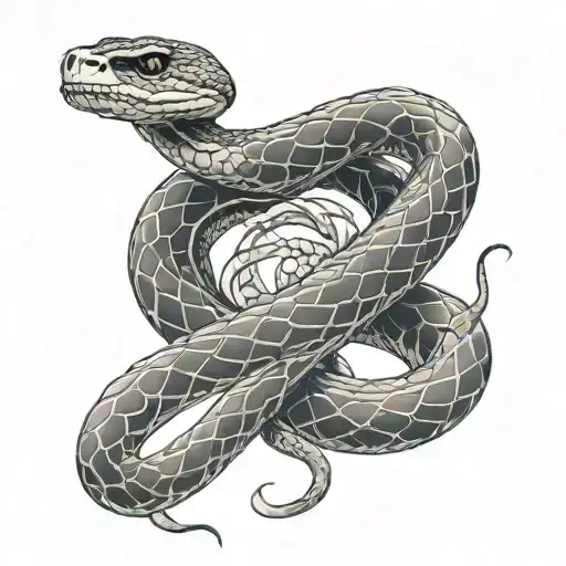 snake with snake skeleton tattoo design idea