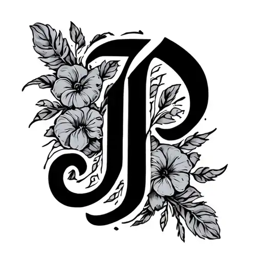 letters j p in cursive tattoo design idea