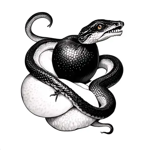 forbidden fruit and snake tattoo design idea