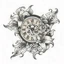 broken clock face lily tattoo design idea