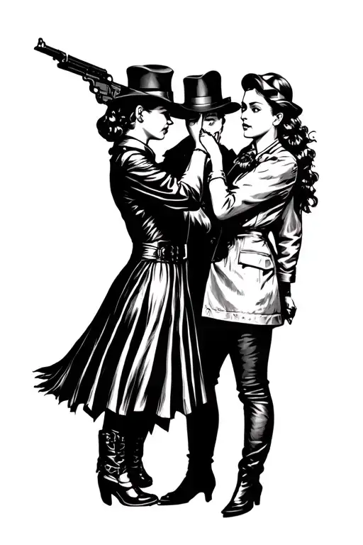 bonnie and clyde shoot out tattoo design idea