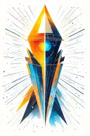 Abstract comet with a very fine luminous halo, a few geometric shapes triangle orbit dotted line tattoo design idea