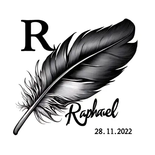 "Raphael, 28.11.2022" Feather tattoo design idea