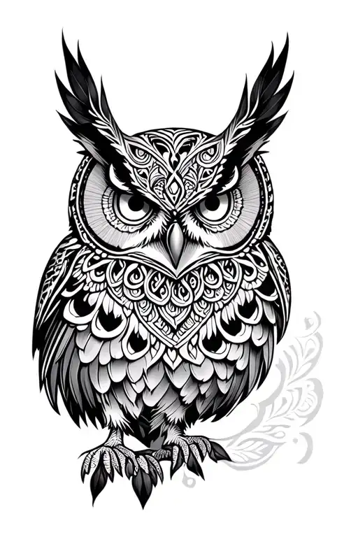 mandala pattern with owl face tattoo tattoo design idea