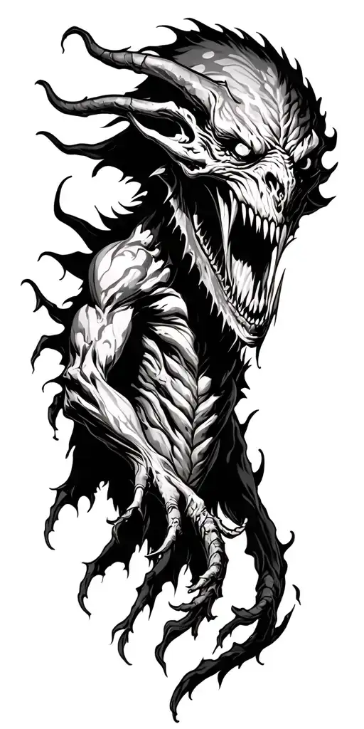 demonic creature tattoo design idea