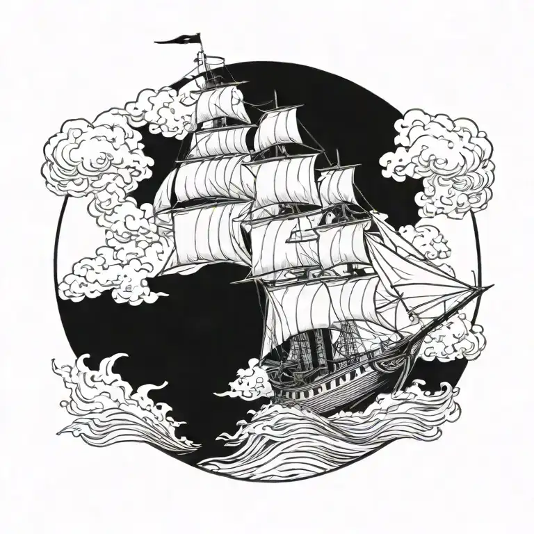 boat 18th century tattoo design idea