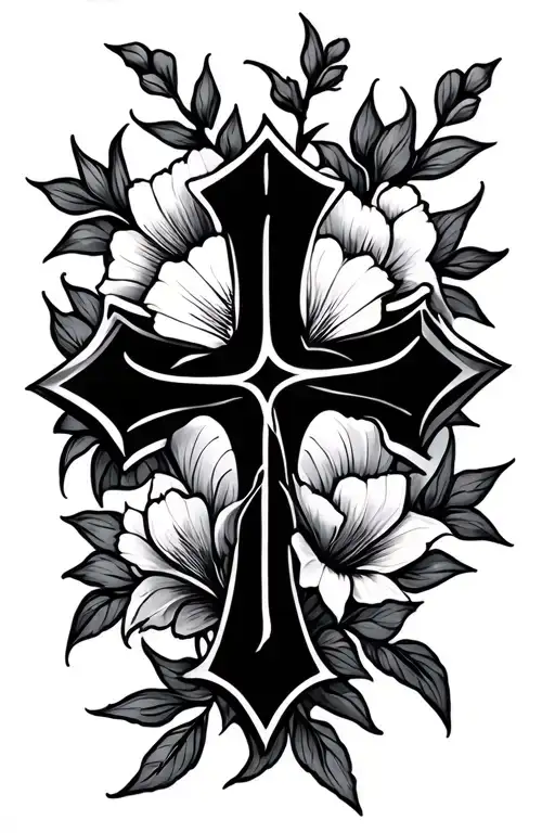 floral cross tattoo tattoo design idea
