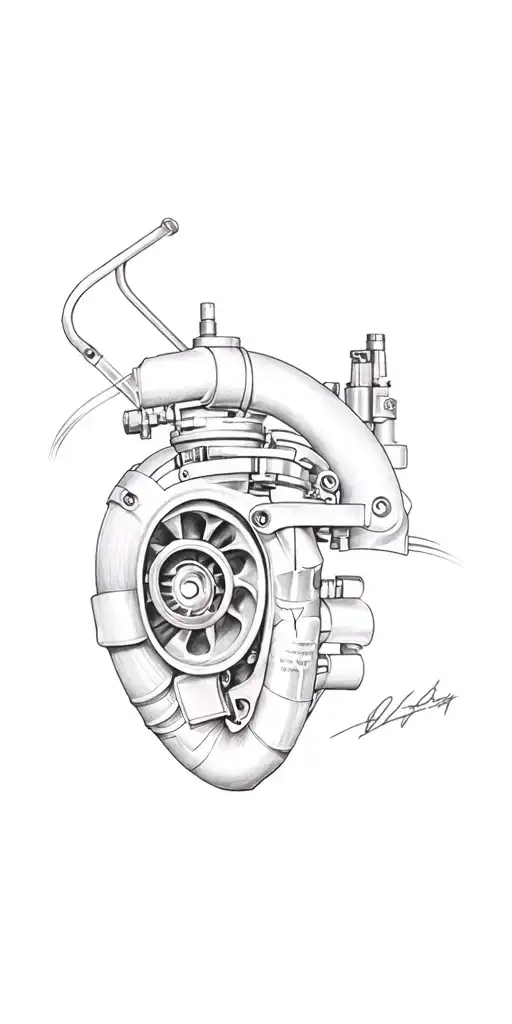 a turbocharger tattoo design idea