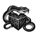 snake, heart, cube, infiniti shape, skeletal snake tattoo design idea