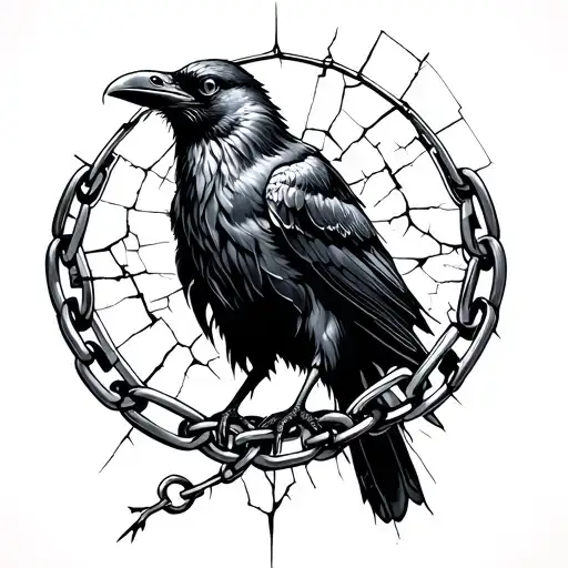 [Broken Halo - cracked, tilted]           |    [Chains - wrapped & broken links]           |     [Raven - perched tattoo design idea