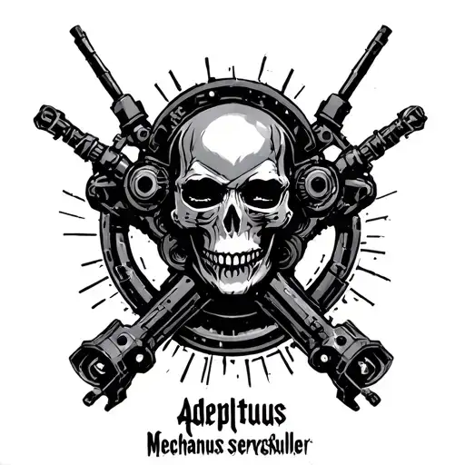 "Steel flash power " adeptus mechanicus servoskull tattoo design idea