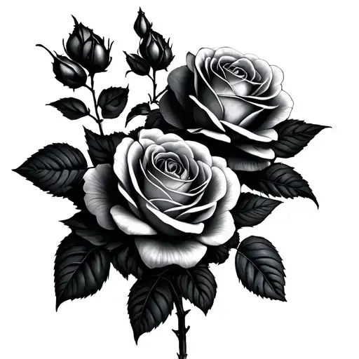 wattle trees in backgroudn with roses tattoo design idea