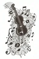 music notes, circle, rain drops falling tattoo design idea