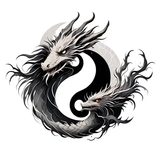 Yin Yang And Dragon tattoo design idea