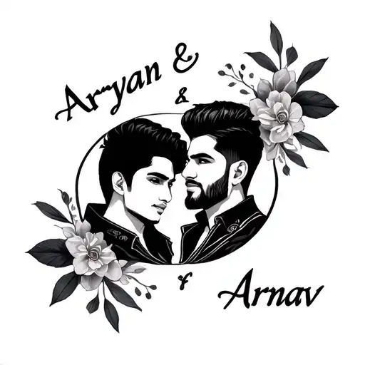 create a stylish tattoo with names Aryan and Arnav tattoo design idea