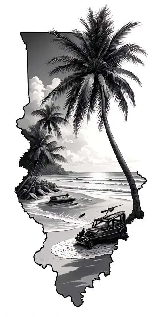 moved from Indiana to Georgia. beach theme. heartbreak  tattoo design idea