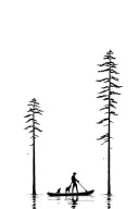 guy on paddleboard with his dog surrounded by trees tattoo design idea