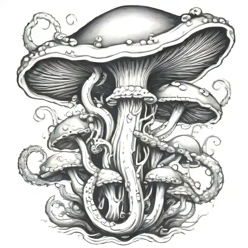 mushrooms octopus horror movie scene inspired tattoo design idea