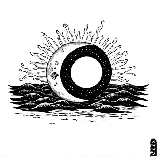 Moon and sun card tarot tattoo design idea