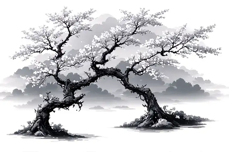 sakura trees tattoo design idea