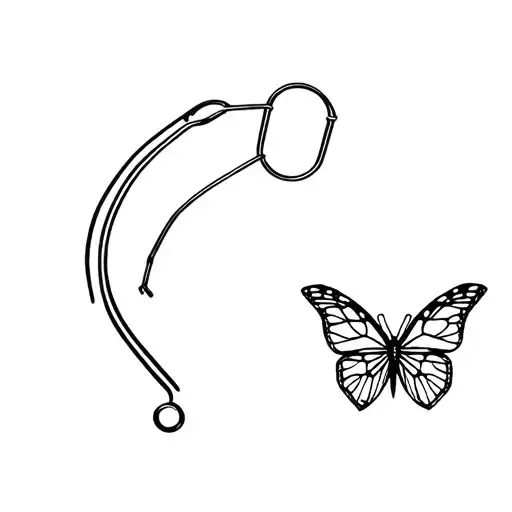 Semicolon with butterfly and safety pin emerging sci fi tattoo design idea