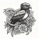 black and white quetzal bird with shading around  tattoo design idea