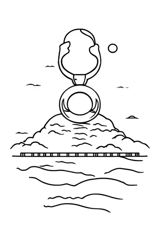 island, pier and engagement ring tattoo design idea