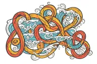 waves and infinity symbol tattoo design idea