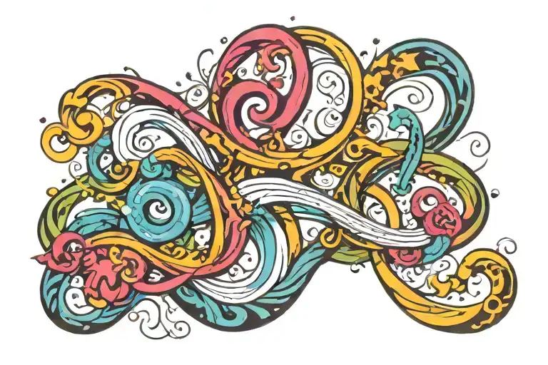 waves and infinity symbol tattoo design idea