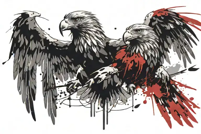 double eagle flying tattoo design idea