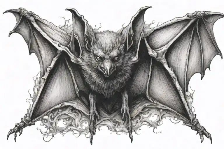 bat hanging tattoo design idea