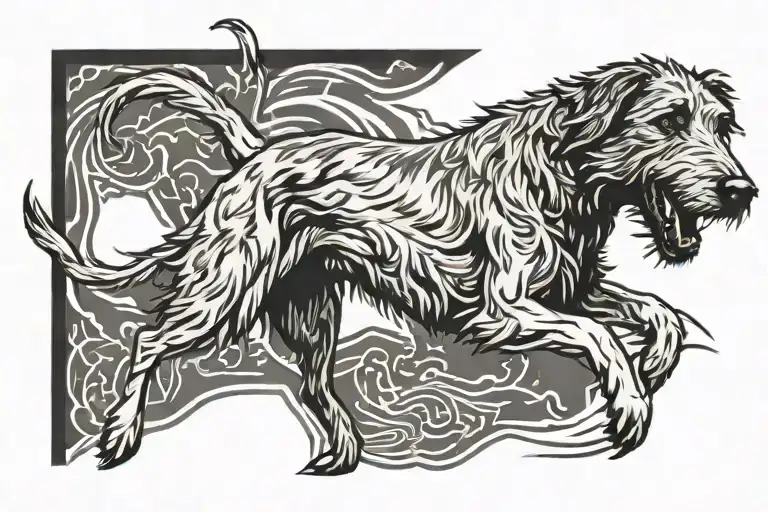 irish wolfhound running alongside tattoo design idea
