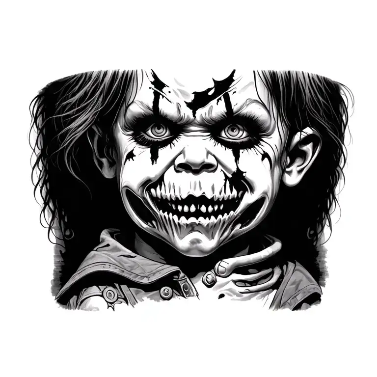 Horror theme chest Chucky Jason Michael ghost face  tattoo design idea