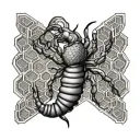 honeycomb geometric with a scorpion in the middle  tattoo design idea