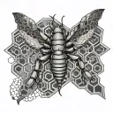 honeycomb geometric with a scorpion in the middle  tattoo design idea