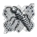 honeycomb geometric with a scorpion in the middle  tattoo design idea