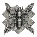 honeycomb geometric with a scorpion in the middle  tattoo design idea