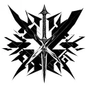 cyber sigilism medival sword tattoo design idea