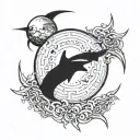 gothic moon ocean tattoo design idea