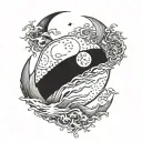 gothic moon ocean tattoo design idea