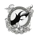 gothic moon ocean tattoo design idea
