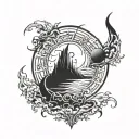 gothic moon ocean tattoo design idea
