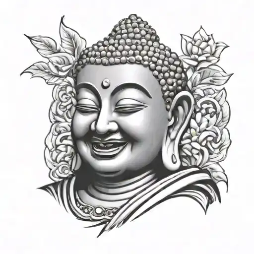 buddha laughing tattoo design idea