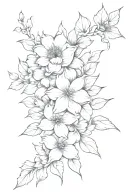 fine to medium line work, black outs shading and flowers tattoo design idea
